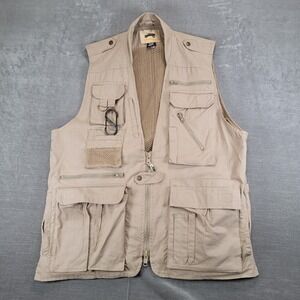 Humvee Outdoors Utility Vest Mens Large Khaki Multi Pocket Photographer Fishing